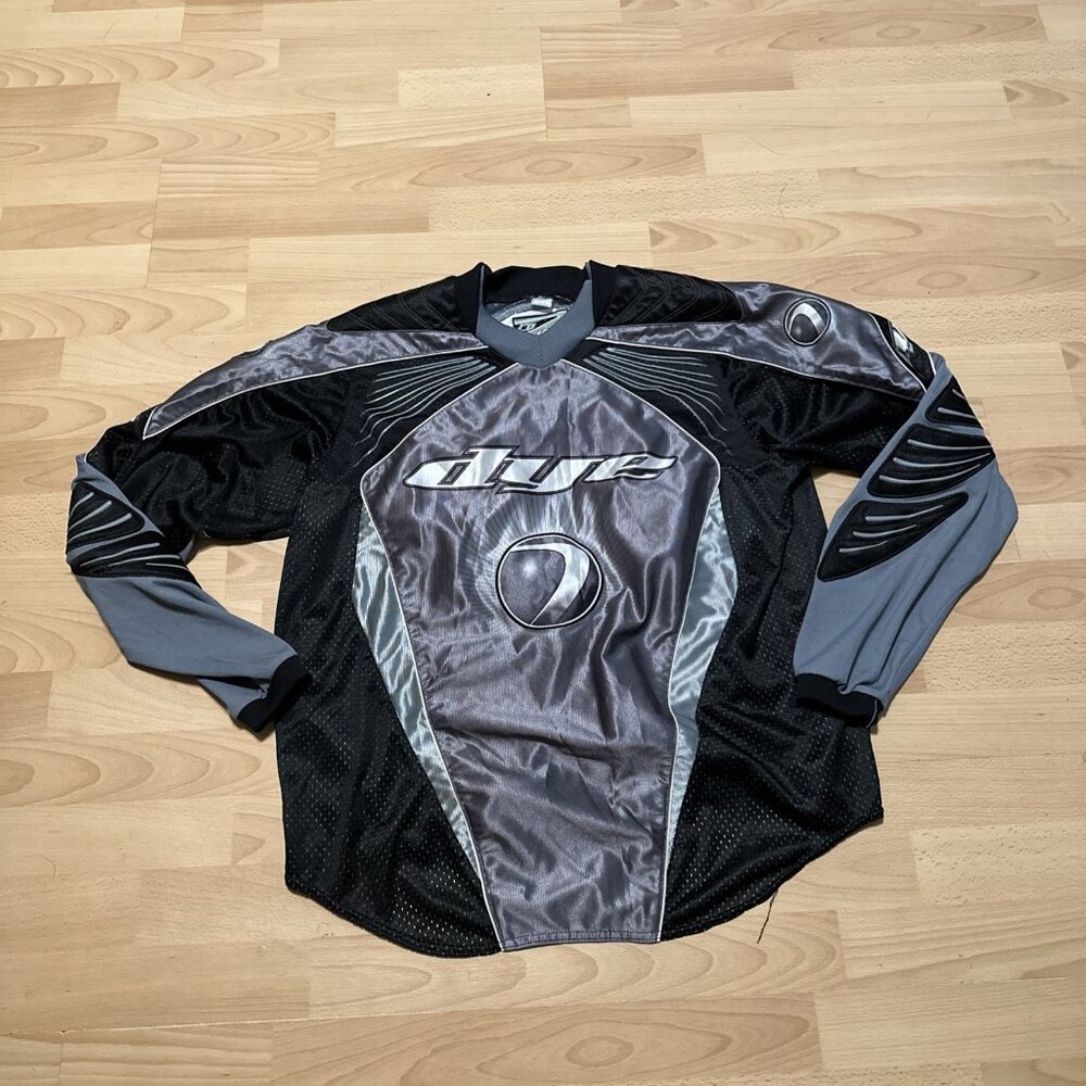 Dye Paintball Jersey Mens Large Black Gray C6 Padded Mesh Long Sleeve Shirt